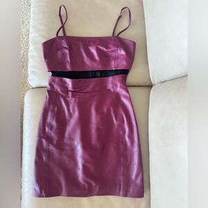 IRO 100% lamb leather Pink Sheath Mini Dress Spaghetti Strap